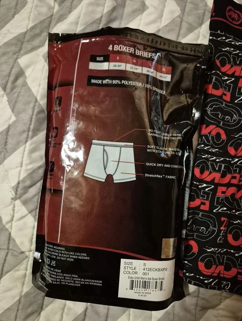 🌿5/$25 New 4pr. Echo Unltd Mens Small Athletic Boxer Brief New Opened Pack